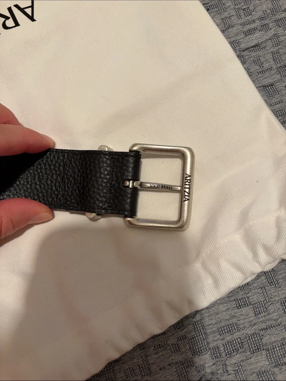 Aritzia Emblem Solid Brass Leather Wide Belt Size Small
